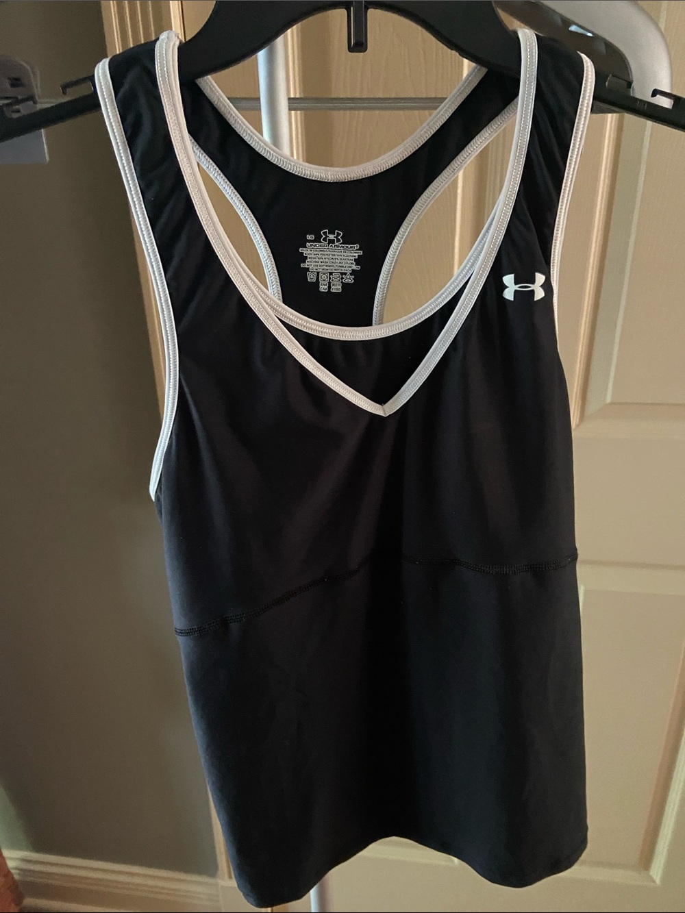 Under Armour Black Tank with White Trim and Logo